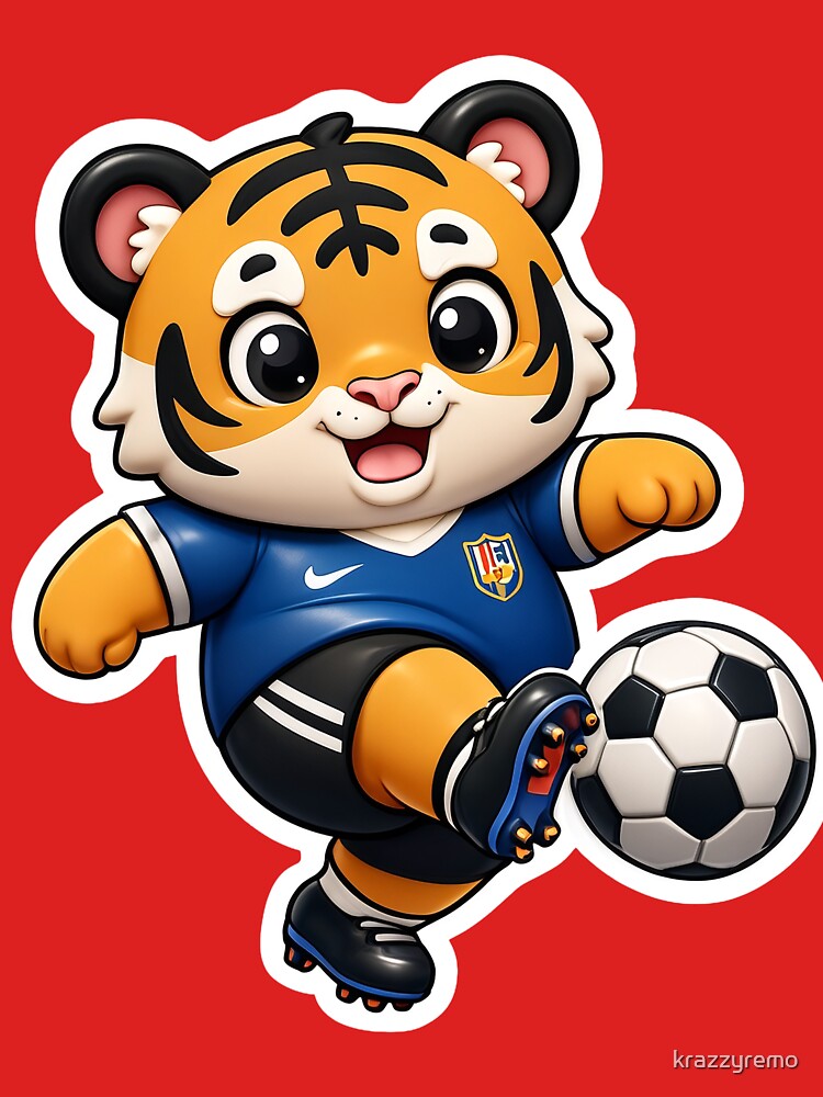 Chibi Tiger Soccer Star 3D Sticker by krazzyremo