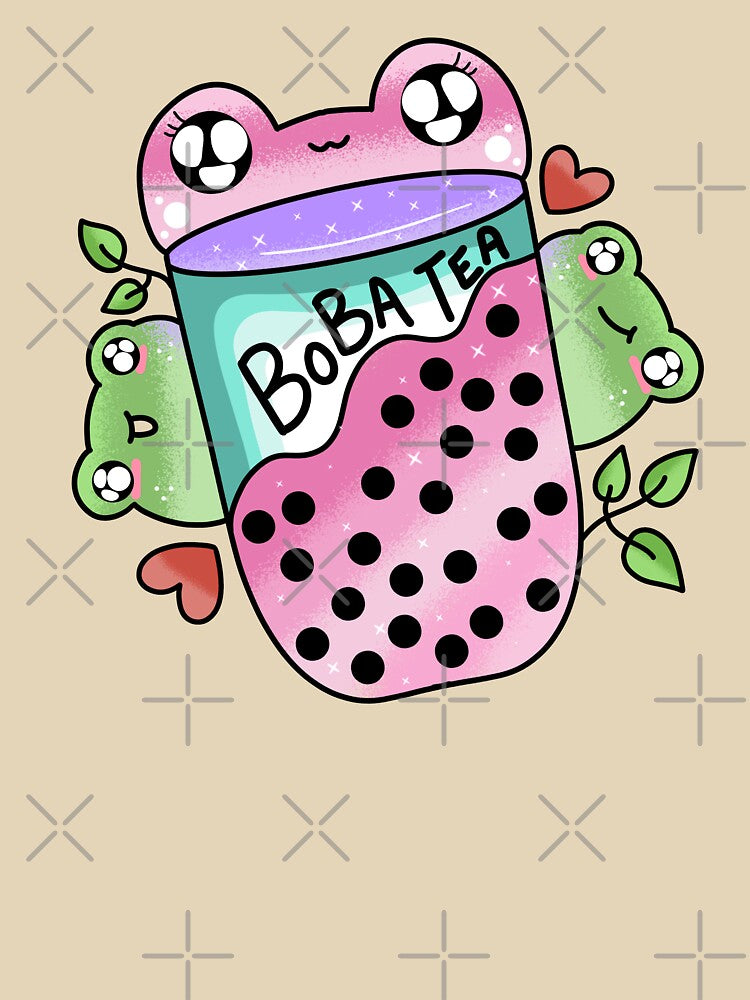 Kawaii cute frog drinking boba by Quacktails