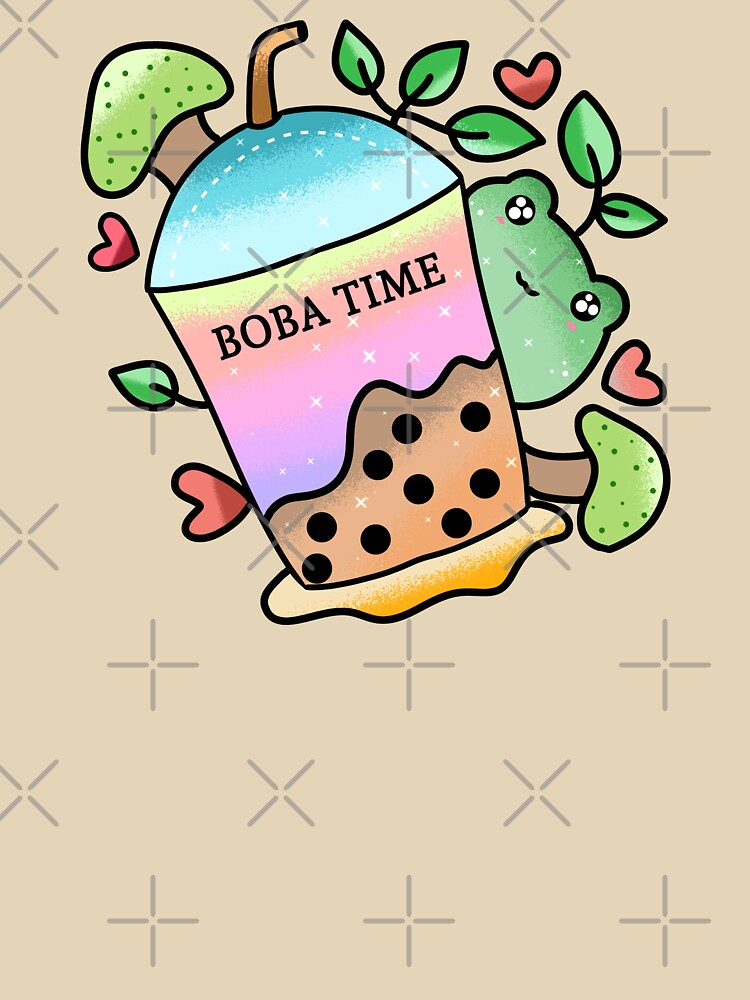 Kawaii Cute frog drinking boba tea by Quacktails