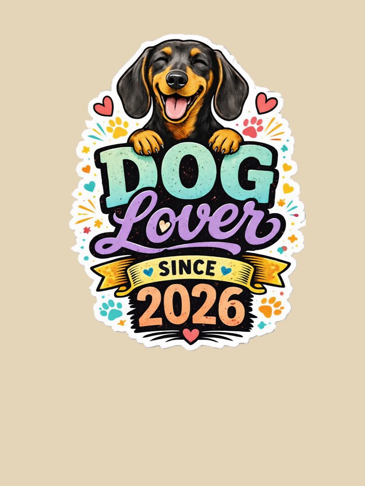 Dog Lover Since 2026 Cute Dachshund Sticker Gift by InjeyArt