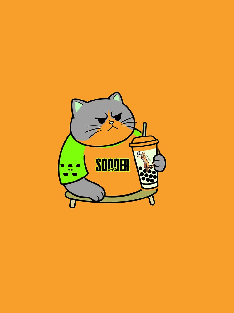 Funny Grumpy Green Cat Soccer Lover Raglan Shirt Boba Tea by Xyshope