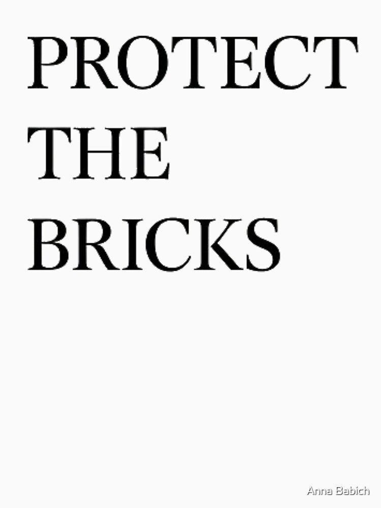 Protect The Bricks - Minimalist Bold Quote Design T shirt by Anna Babich