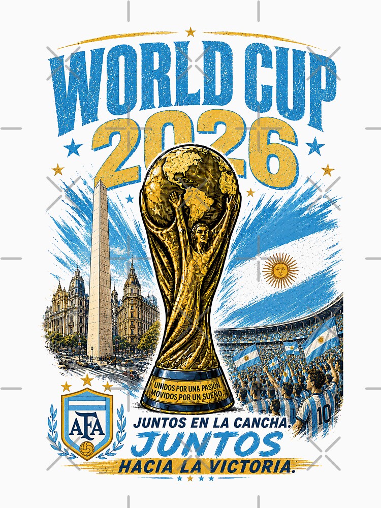 Argentina 2026 Football Trophy Vintage Poster by Arabic Ink Studio