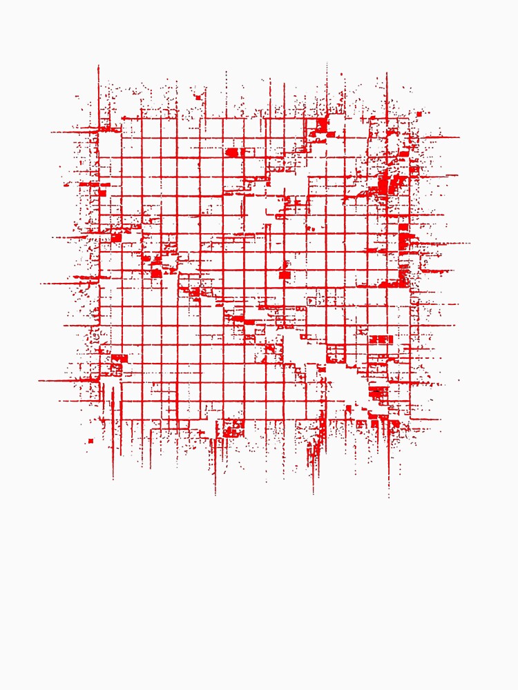 Glitch Grid Distortion Shirt – Cyberpunk Red Abstract Matrix Design by UnglaublichGut