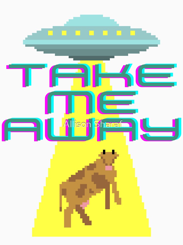 Take Me Away Cow UFO Glitch Cyber Vaporwave by Allison Sharaf