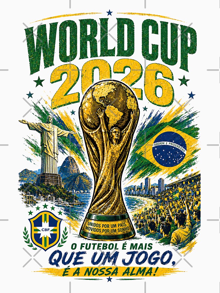 Brazil 2026 Football Trophy Vintage Poster by Arabic Ink Studio