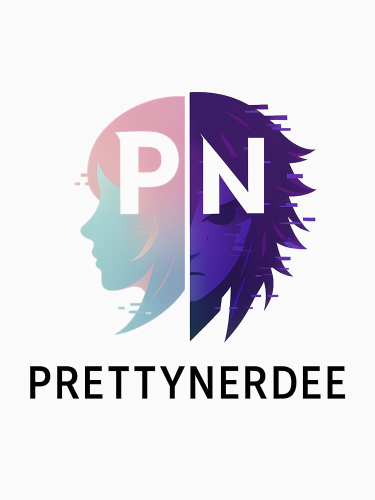 PrettyNerdee Glitchpunk Split Face Logo – Vaporwave Cyberpunk Anime Aesthetic by PrettyNerdee
