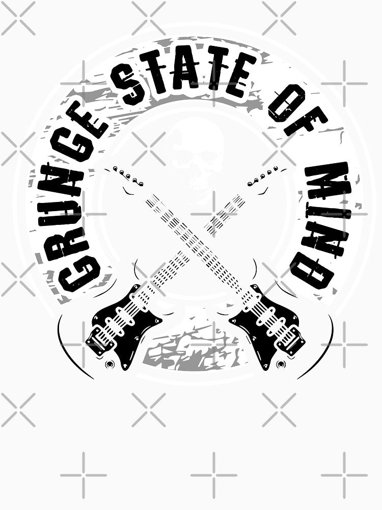 Grunge State of Mind - 90s Rock Guitar & Skull Art by Dmetalx Art Apparel