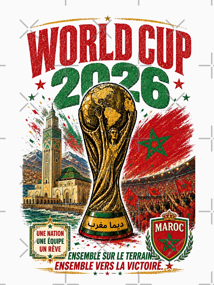 Morocco 2026 Football Trophy Vintage Poster by Arabic Ink Studio