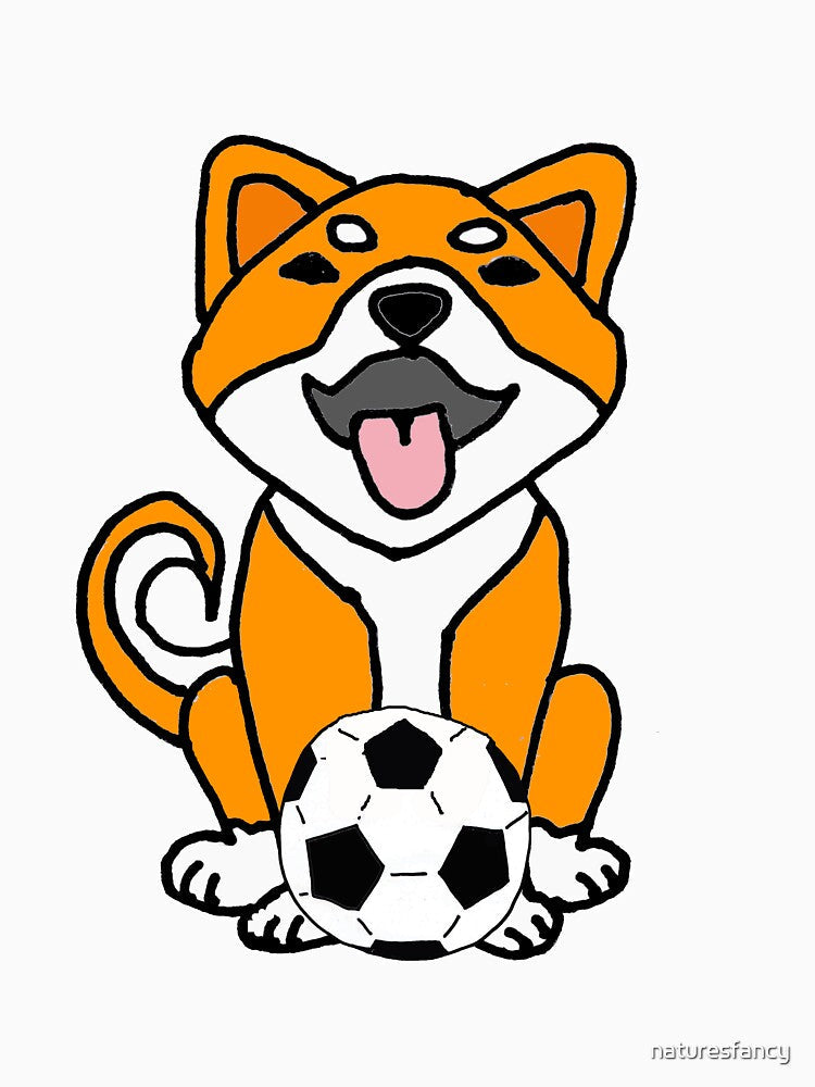 Cool Cute Shiba Inu Puppy Dog Playing Soccer Cartoon by Nature's Fancy
