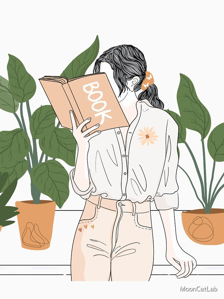 Boho Woman reading a book by MoonCatLab