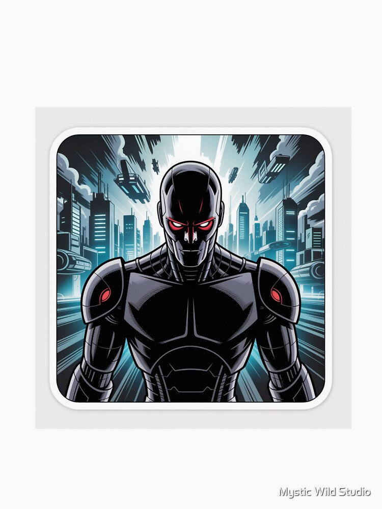 Cyberpunk AI Enforcer Comic Art by Mystic Wild Studio