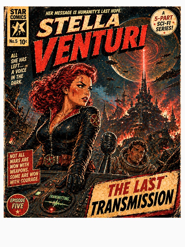 The Last Transmission – Retro Sci-Fi Poster | Stella Venturi Episode 5 | Vintage Sci-Fi Finale Art by THE VESSEL ARCHIVE