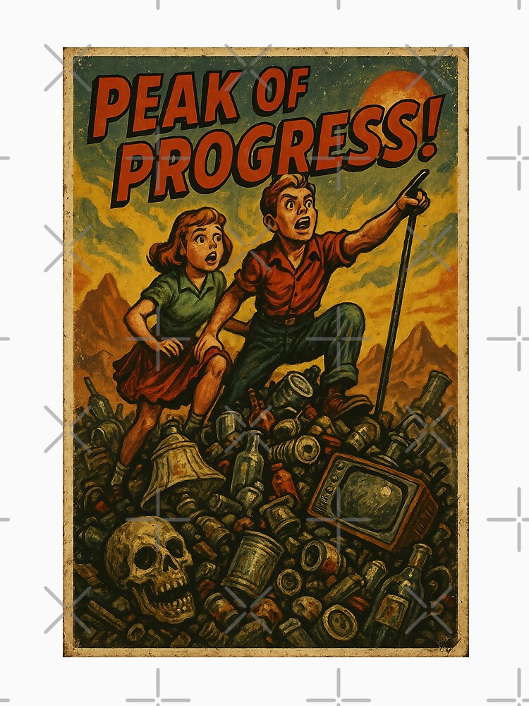 Retro Sci-Fi Adventure Poster – Peak of Progress Vintage Illustration by The Devil's Bargain