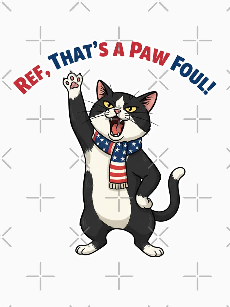 Ref, That's a Paw Fo ul! — Funny Tuxedo Cat Football Design BLUE by catastrocat
