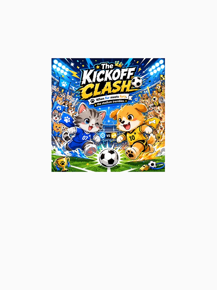 The Kickoff Clash Cat vs Dog Soccer Kawaii Sports Art by CChanDesigns