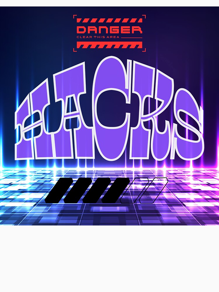 Cyberpunk HACKS Glitch Art Tech Typography Design by Aesthetic Joy Studio