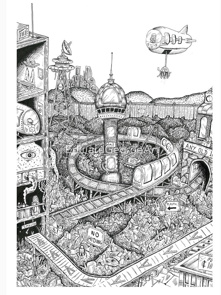 Alien scrapyard with lost soul by EdwardGeorgeArt
