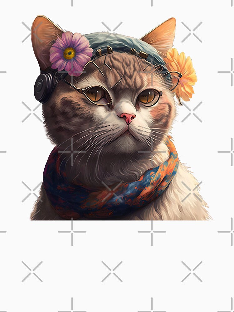 Cat with flowers by AnimalArtPhotos