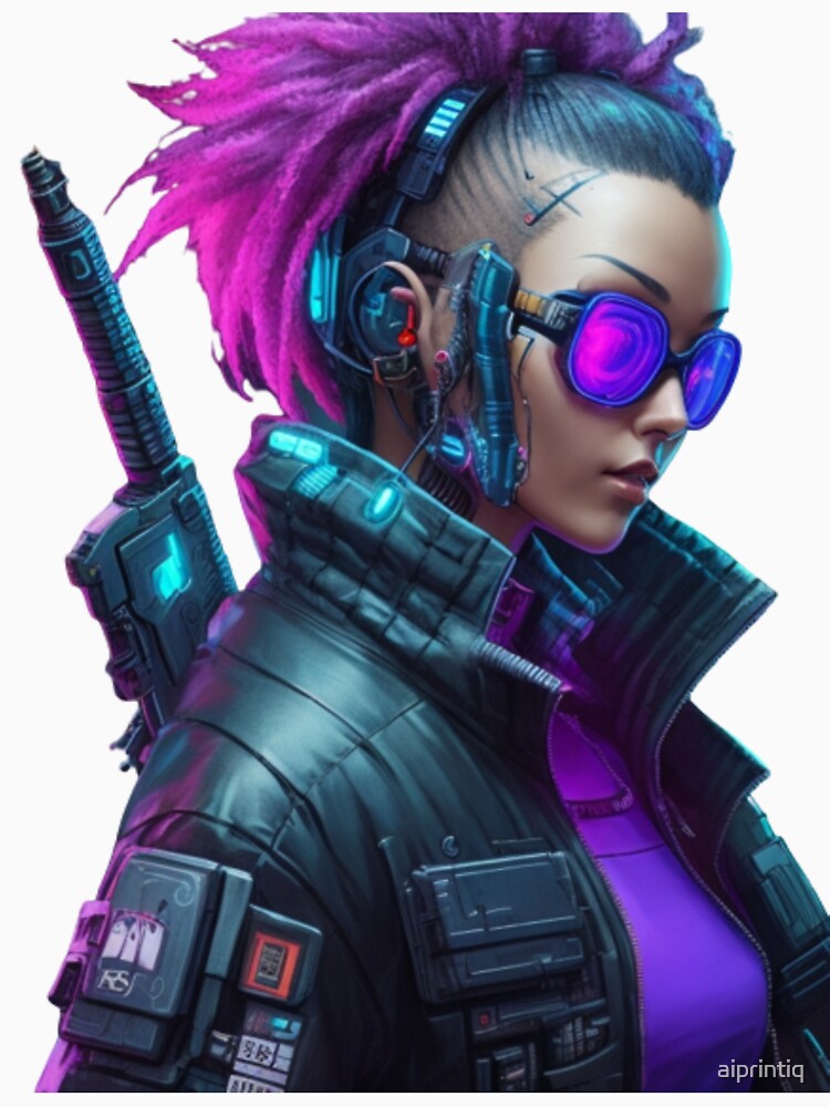 Cyberpunk Woman - Sci-Fi Character Art Print by aiprintiq
