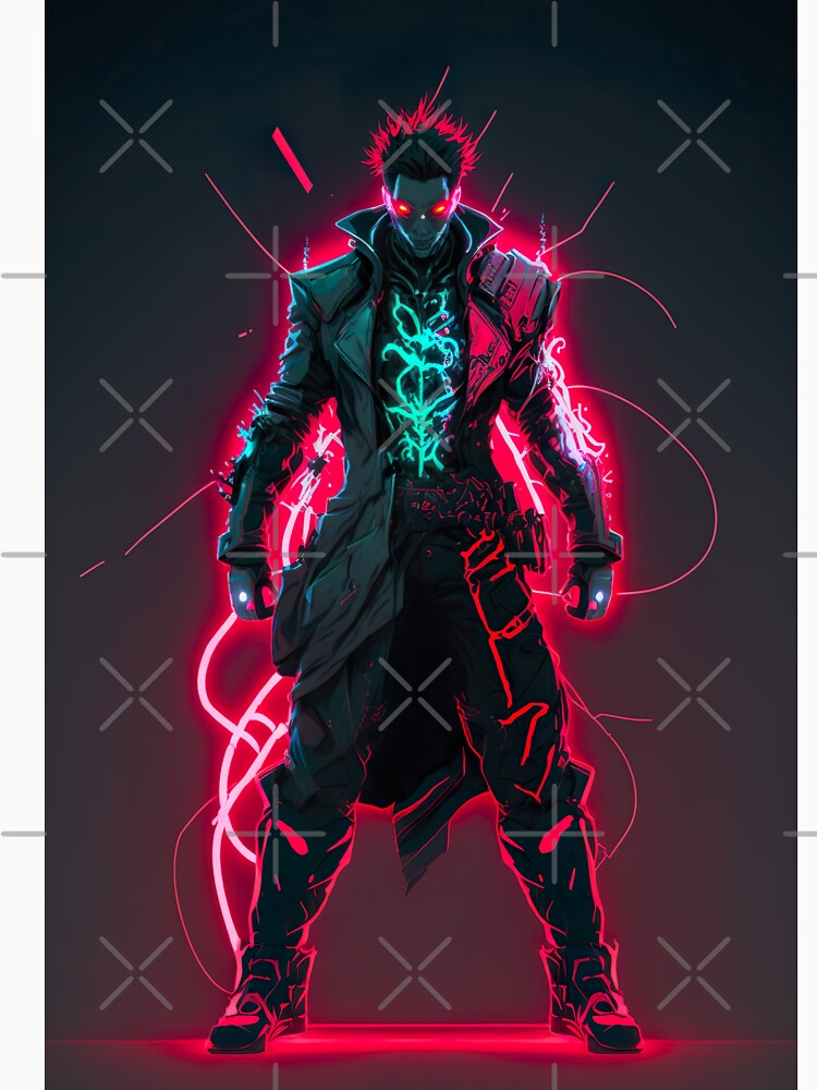Cyberpunk Cyborg Villain Surrounded By Neon Lights by Nightarcade