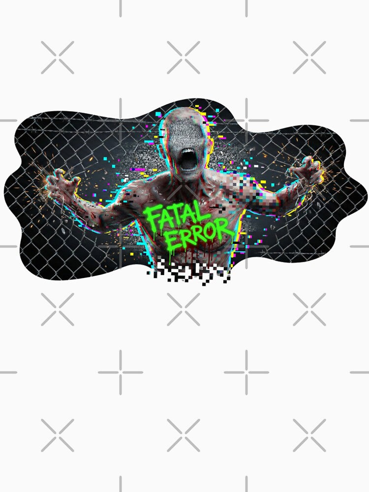 Fatal Error – Glitch Zombie Cyber Horror T-Shirt by MiracleDroplet