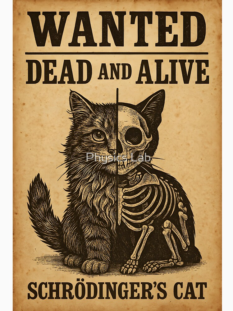Schrödinger’s Cat – Wanted Poster ‘Dead and Alive by Physics Lab