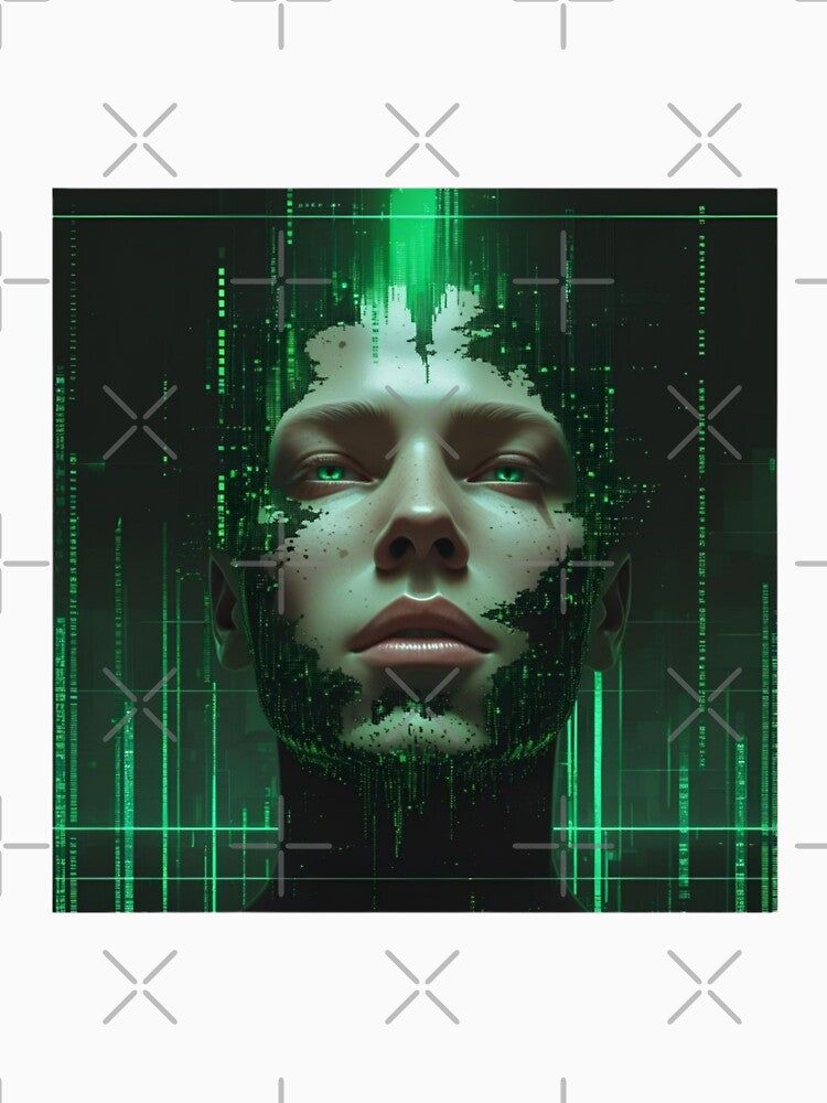 Digital Fade – Sci-Fi Pixel Dissolution Face Design by SUBBRAND