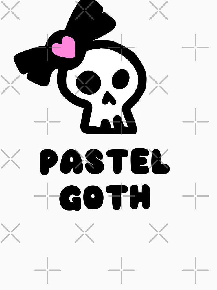 Fantasy Kawaii Goth Pastel Goth Cute Pastel Heart Bow Skull Design by RainbowDoveShop