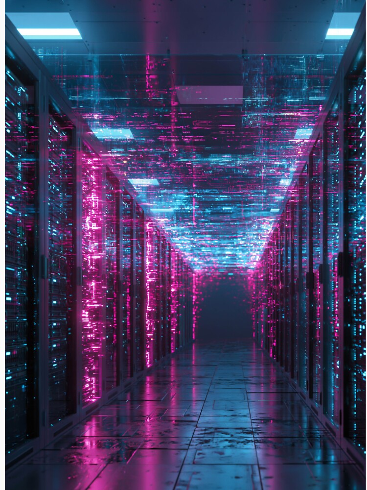 Neon Server Room Cyberpunk Corridor by Visual Foundry