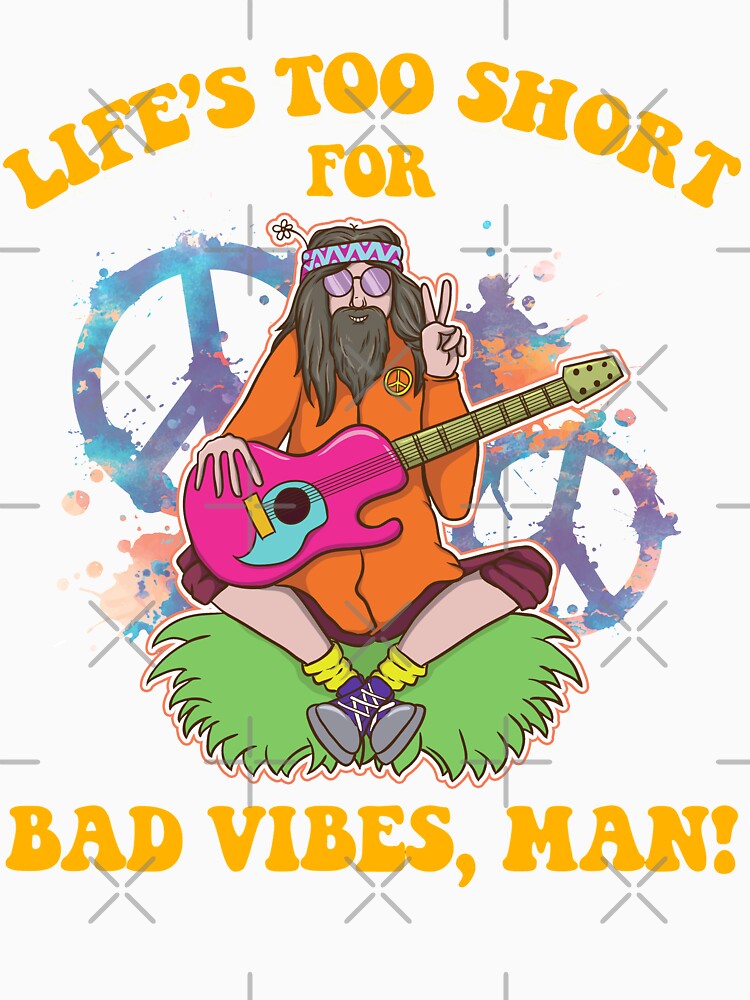 Hippie World Peace Good Vibes Playing With Guitar In The Grass by UniQueensShop