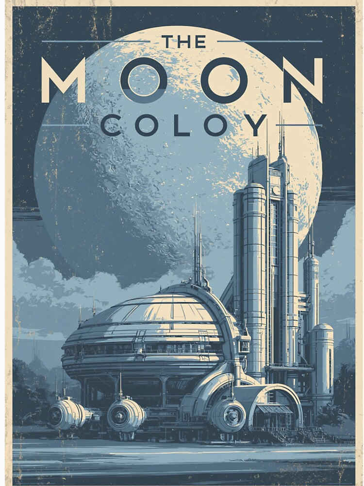 The Moon Colony Retro Sci-Fi Poster by Visual Foundry