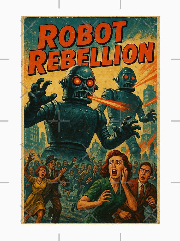 Vintage Sci-Fi Robot Invasion – Retro Rebellion Poster by The Devil's Bargain