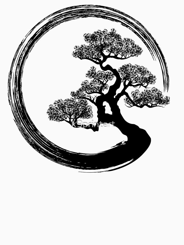 Enso Zen Circle and Bonsai Tree by k9printart