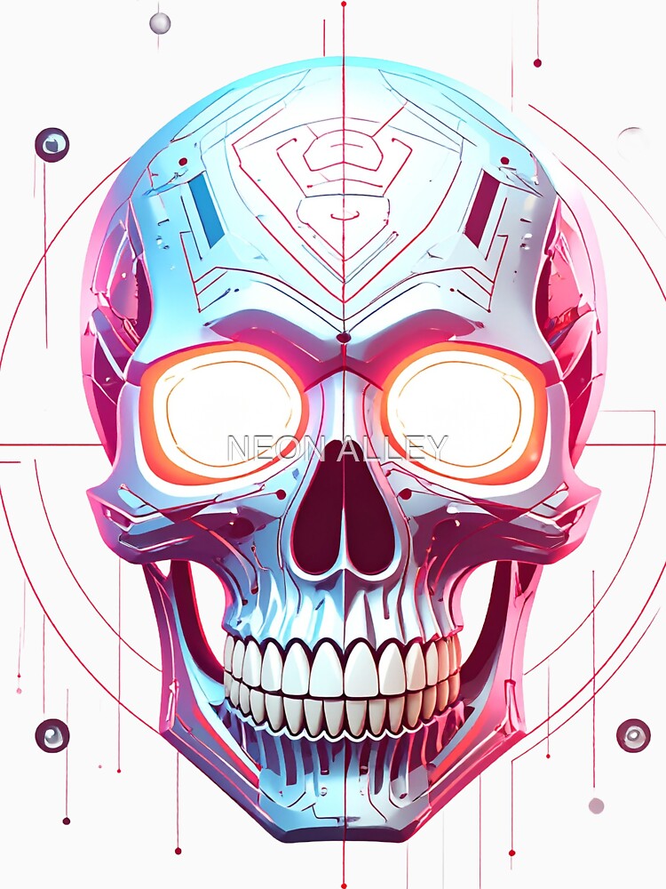 Cyberpunk Skull in Neon Rain by NEON ALLEY