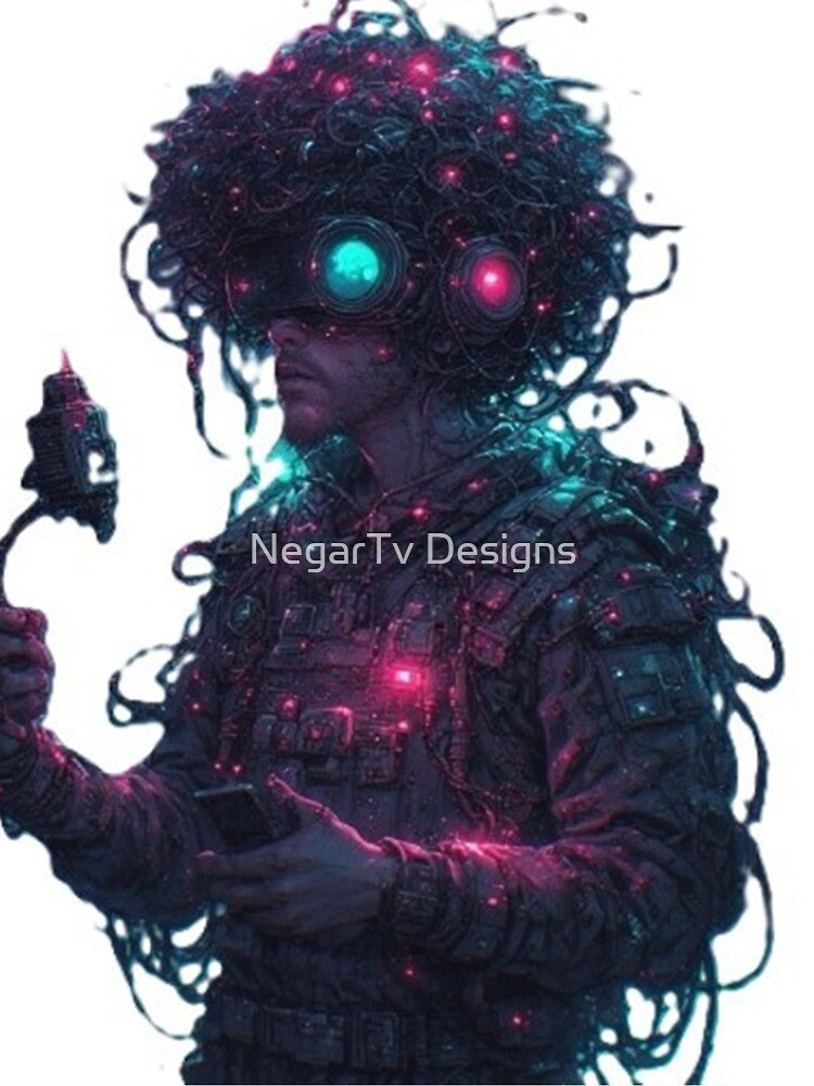 Cyberpunk Hacker with Neon Lights – Futuristic Sci-Fi Digital Artwork by NegarTv Designs by NegarTv Designs