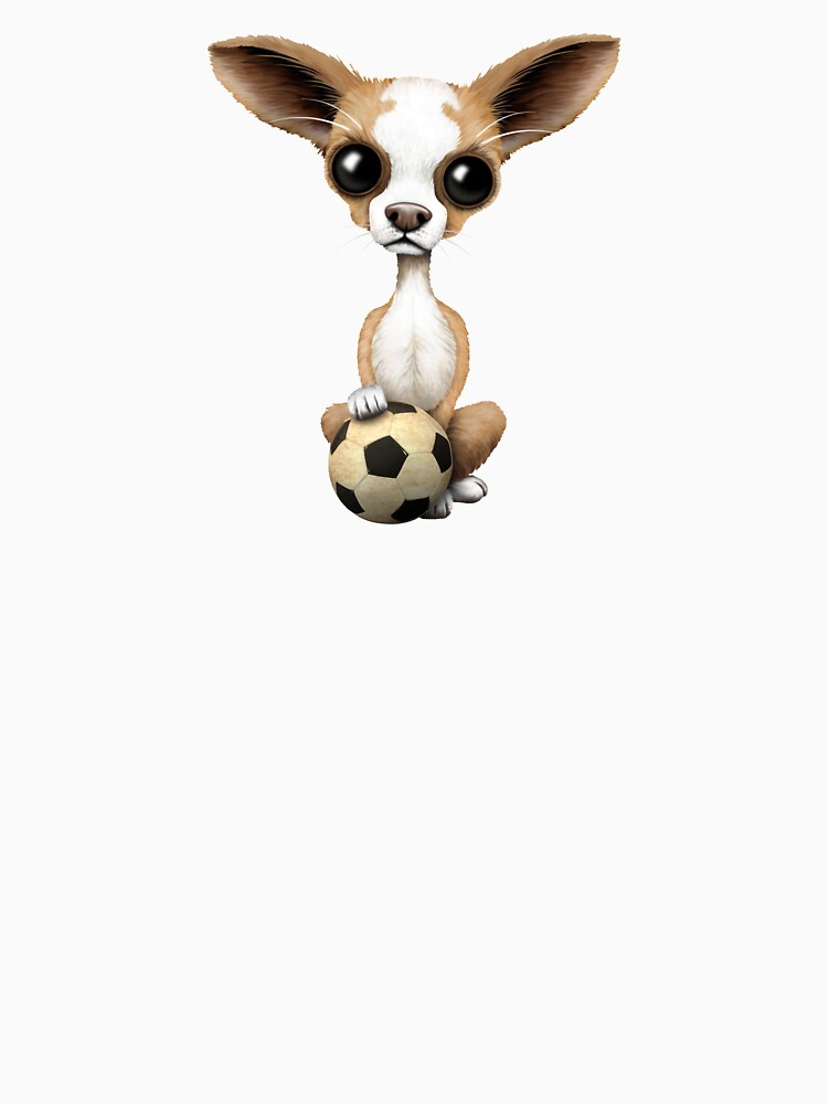Cute Chihuahua Puppy Dog With Football Soccer Ball by JeffBartels