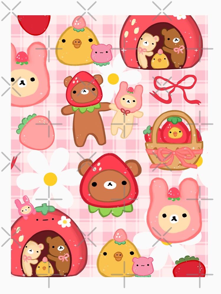 Kawaii Strawberry Bears by starbunnykawaii