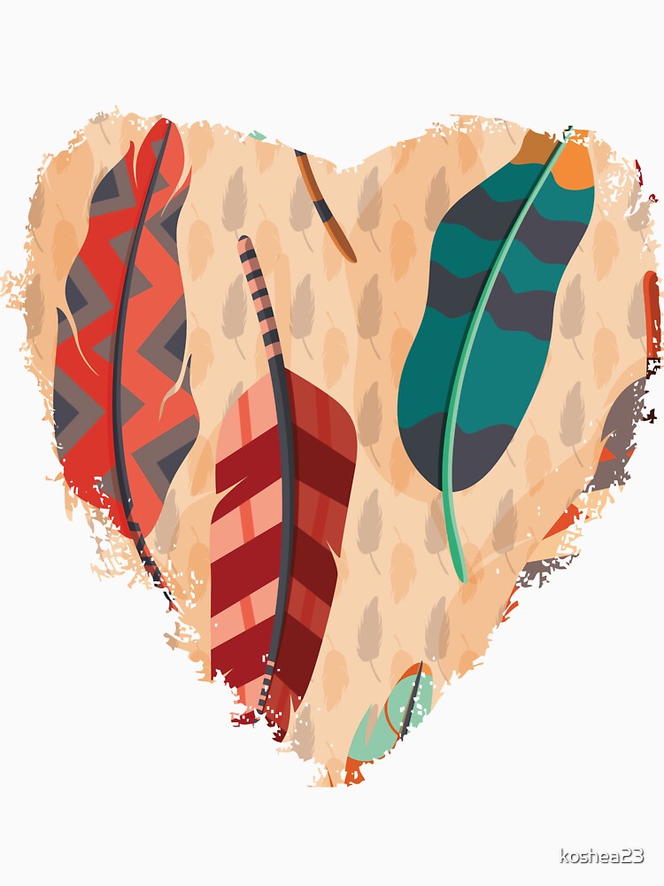 Boho Heart Feathers by koshea23