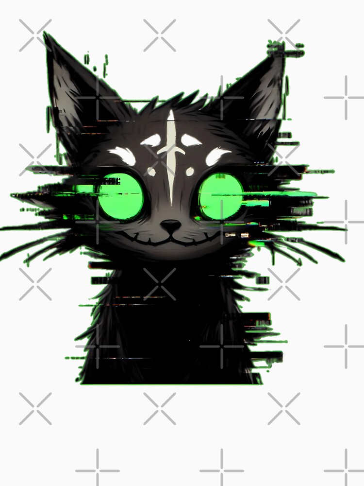 Glitch Cat – Neon Eyes & Tribal Code by Closeddog