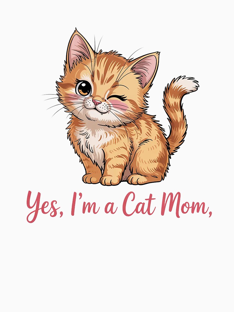 Cute Cat Mom Illustration – Yes I’m a Cat Mom Kitten Lover Gift by Cool-cat-art
