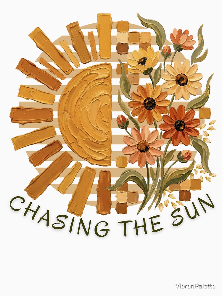Chasing the Sun Boho Sunflower Impasto Art by VibranPalette