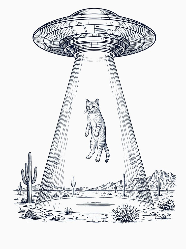Vintage Cat UFO Alien Western Animal Lover by TerryConnells