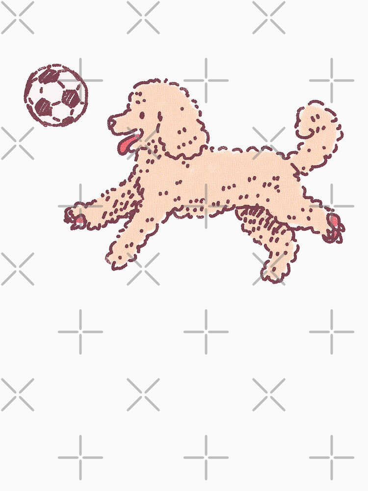 Soccer Football Poodle whimsical textured illustration by Magnificent Lizard