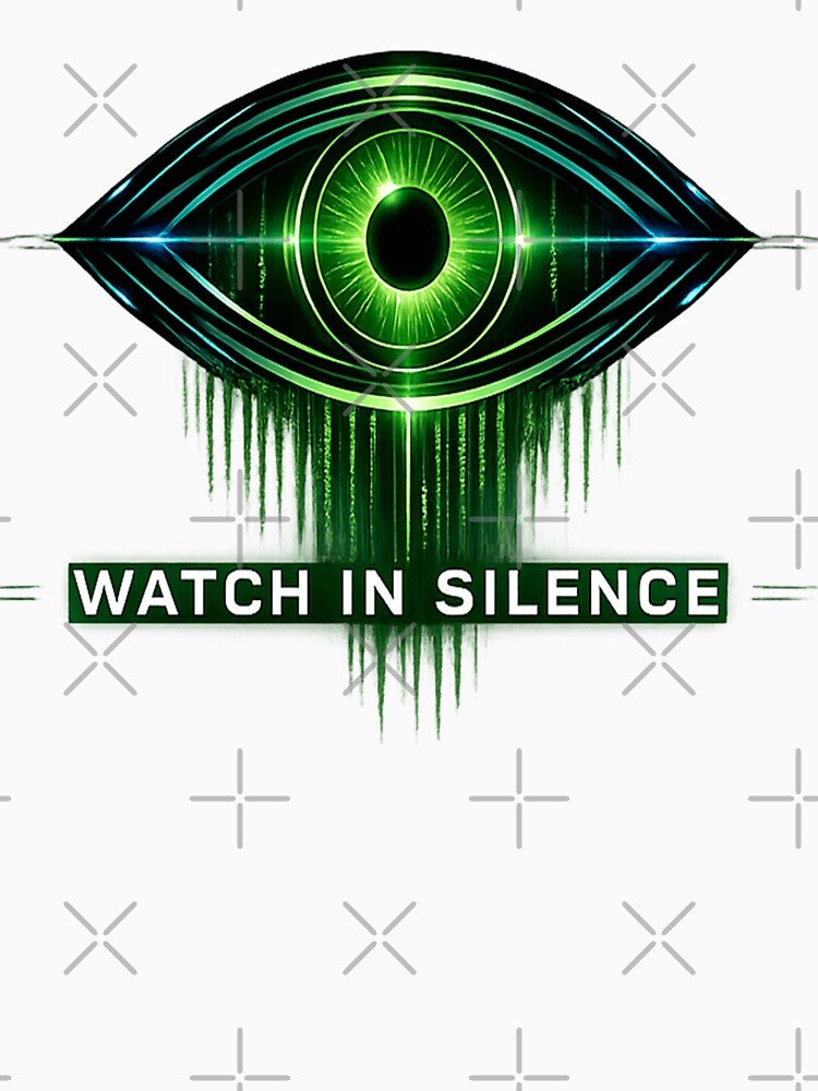 Watch In Silence AI Cyber Eye Glitch Design by Xemora