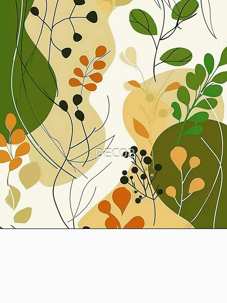 Boho Abstract Leaves Art In Green And Earthtones by DEC02