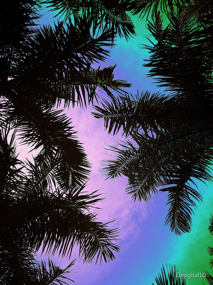 Pastel swirl fluorescent Palm Tree TV Glitch effect by Deegital18