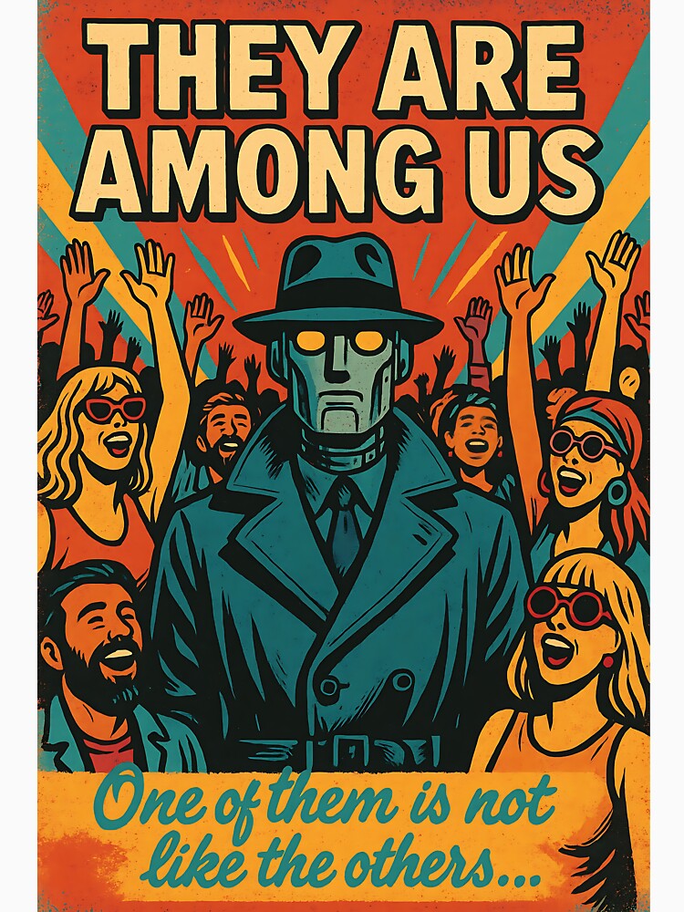 Retro Robot  - They Are Among Us – Vintage Sci-Fi Propaganda by RobotAIArt