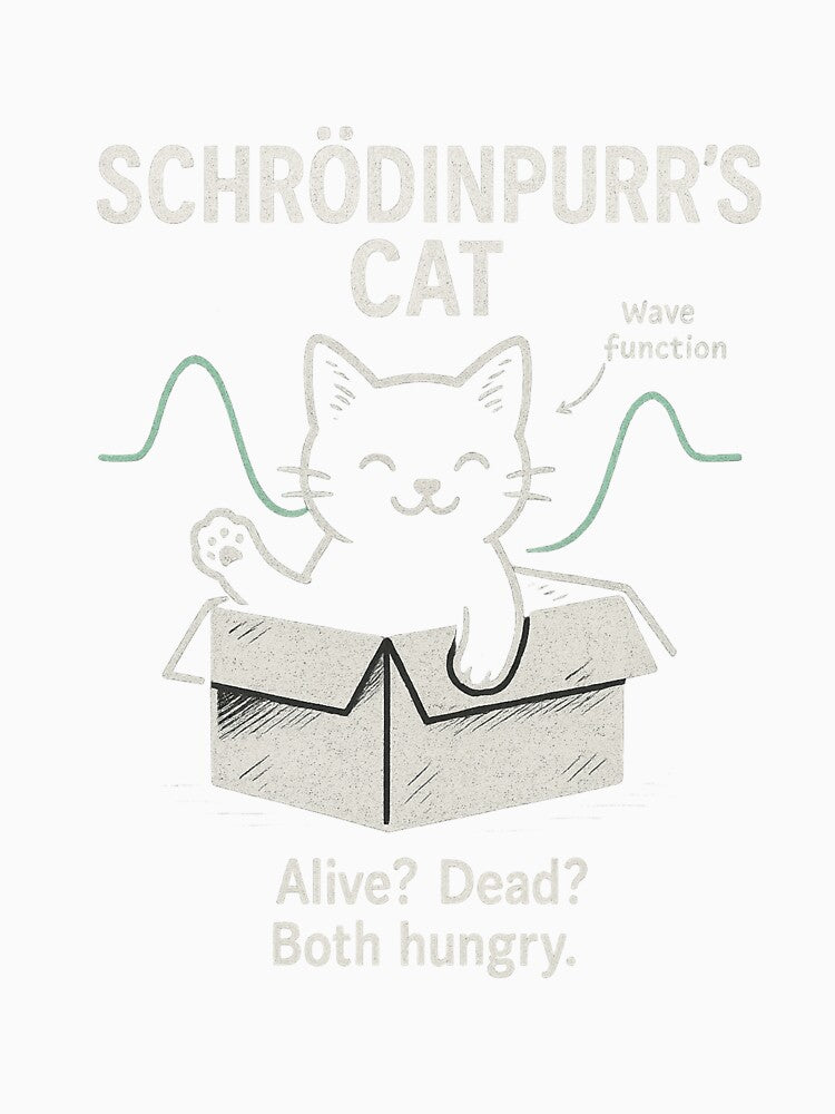 Schrödinpurr’s Cat – funny quantum physics cat shirt for science lovers by PurfectAttitude