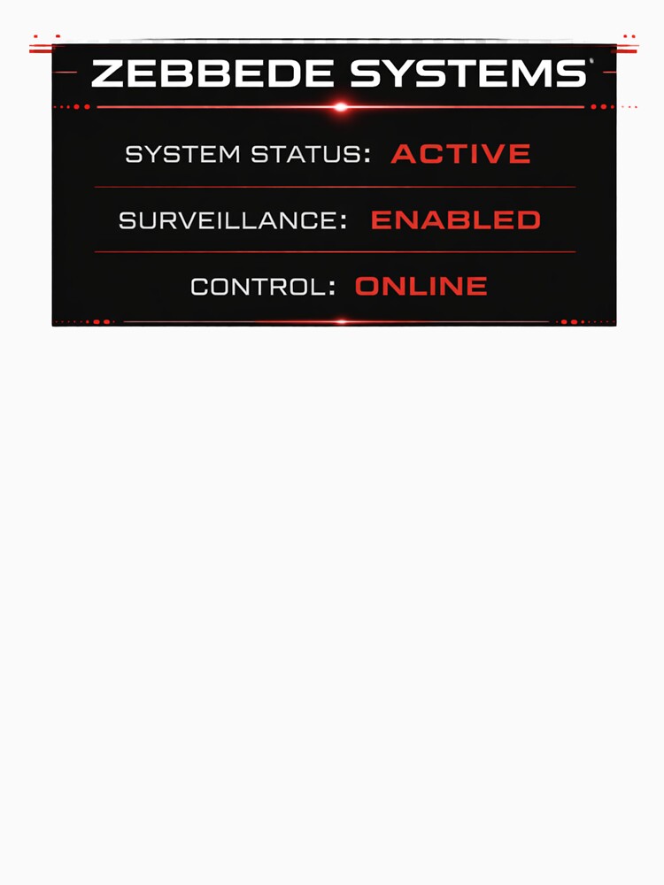 Zebbede Systems Active Surveillance T-Shirt – Cyberpunk AI Streetwear by ZEBBEDE - Minimal Streetwear